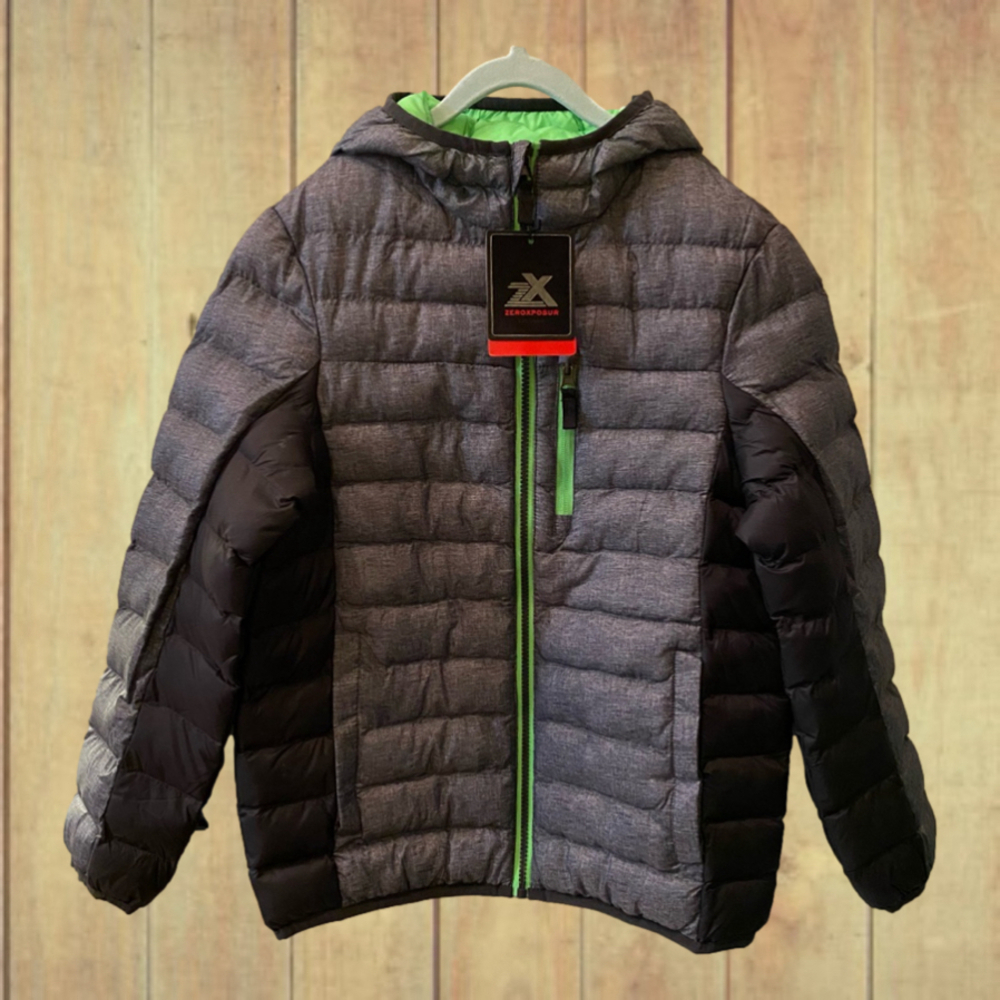 Zeroxposur Puffer Jacket in Grey & Lime Green New With Tags Size 10/12 Medium